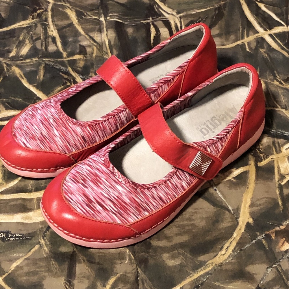 Alegria Gem 623 Red Pink Marled Leather Mary Jane Comfort Shoes Womens 39